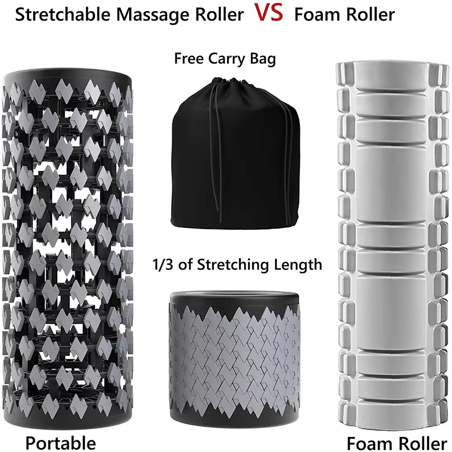 New Design Foldable Collapsible Foam Roller & Light Weight Deep Tissue Fitness Muscle Relaxer Massage Roller