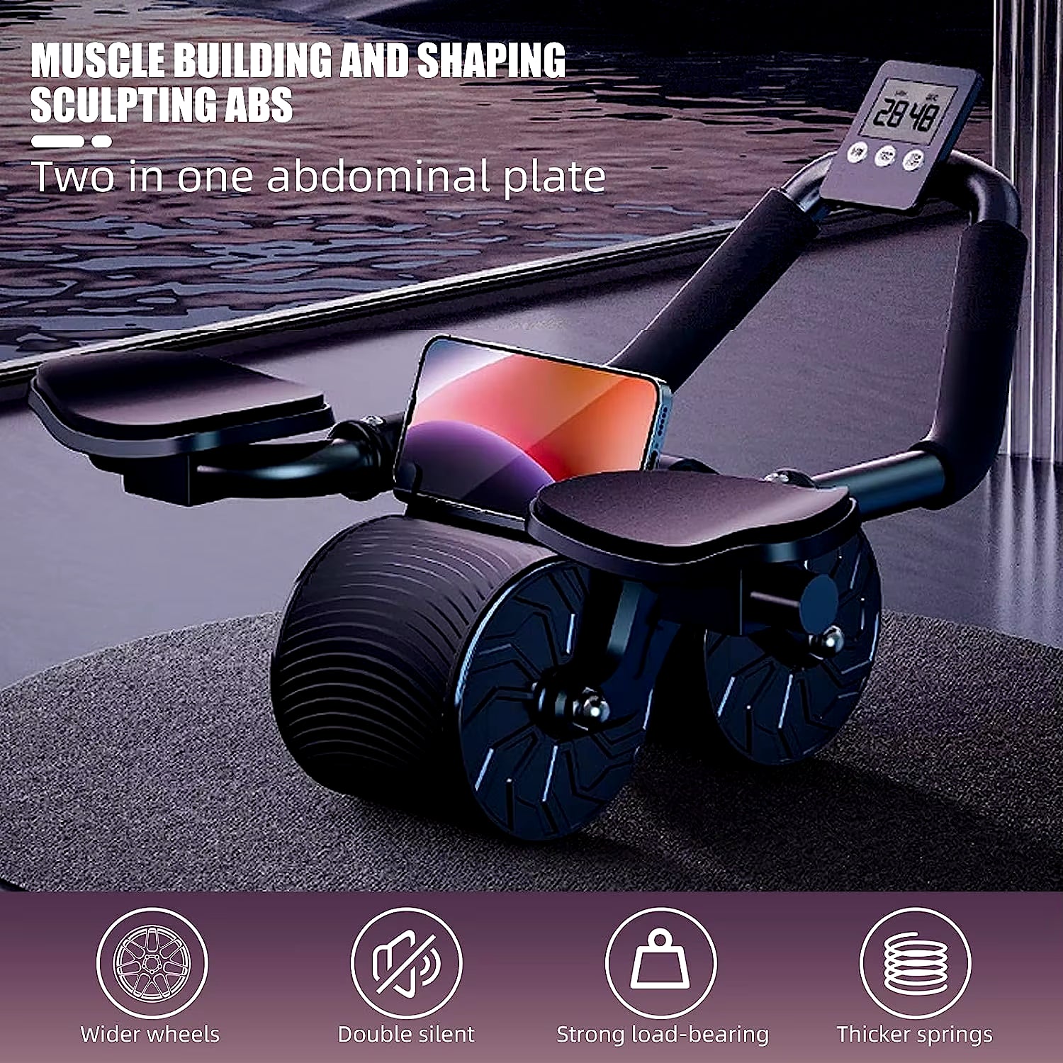 Elbow Support Automatic Rebound Abdominal Wheel Core Muscle Ab Trainer with Counter Display Fitness Exercise Roller Wheel